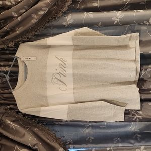 "PINK" long sleeve tshirt, gray, L